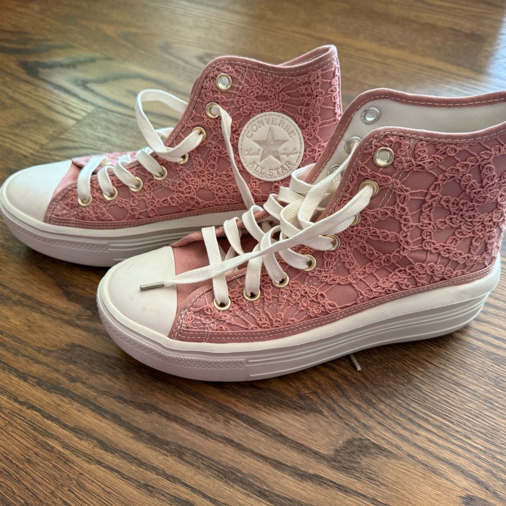 Converse Women's High-Top Sneakers in Pink Lace